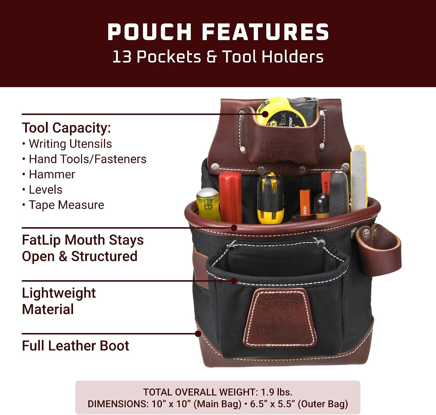 13 Pocket FatLip Tool Bag Made USA