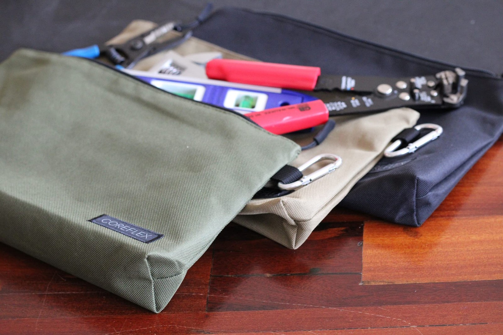 2 Pack Premium Tool Pouch Zipper Bag with internal pockets, 12inch Tool Bag