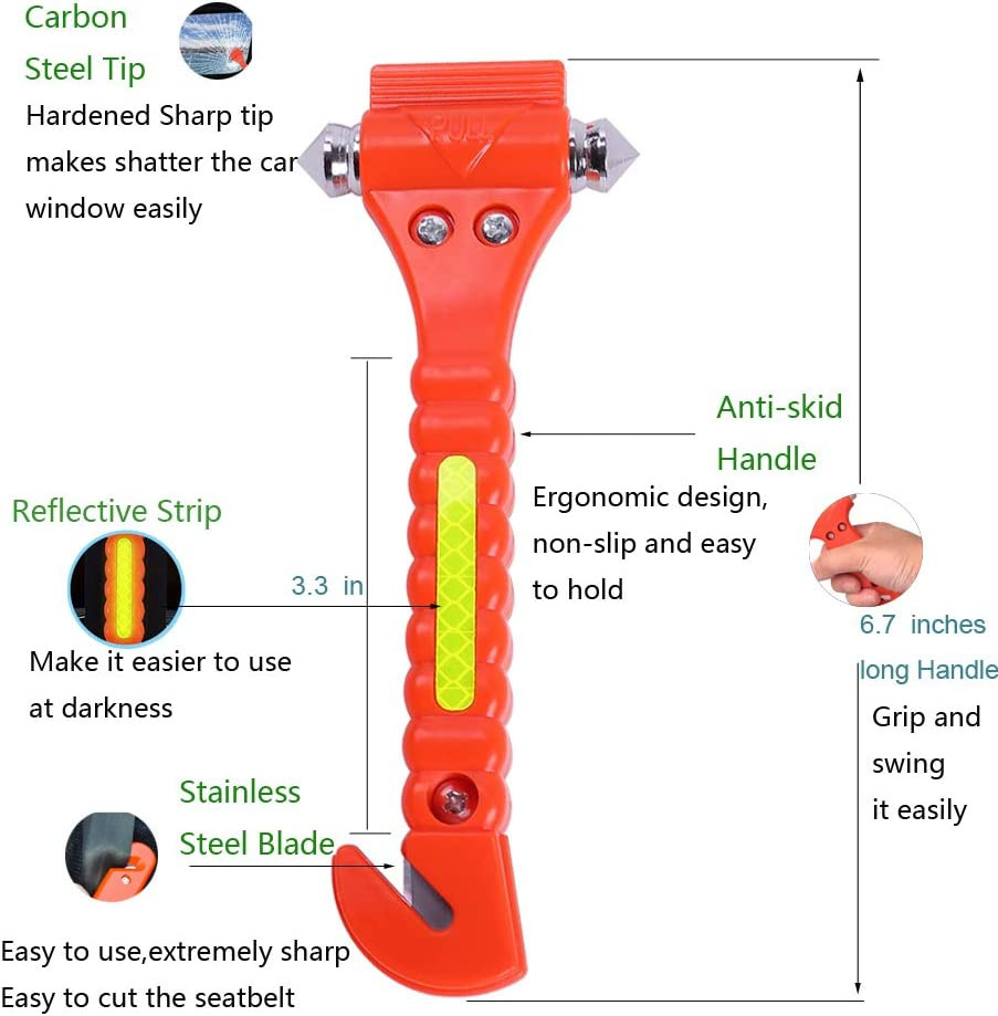 Emergency Seat Belt Cutter and Window Hammer Tool, Car Accessories, 2 Pack,