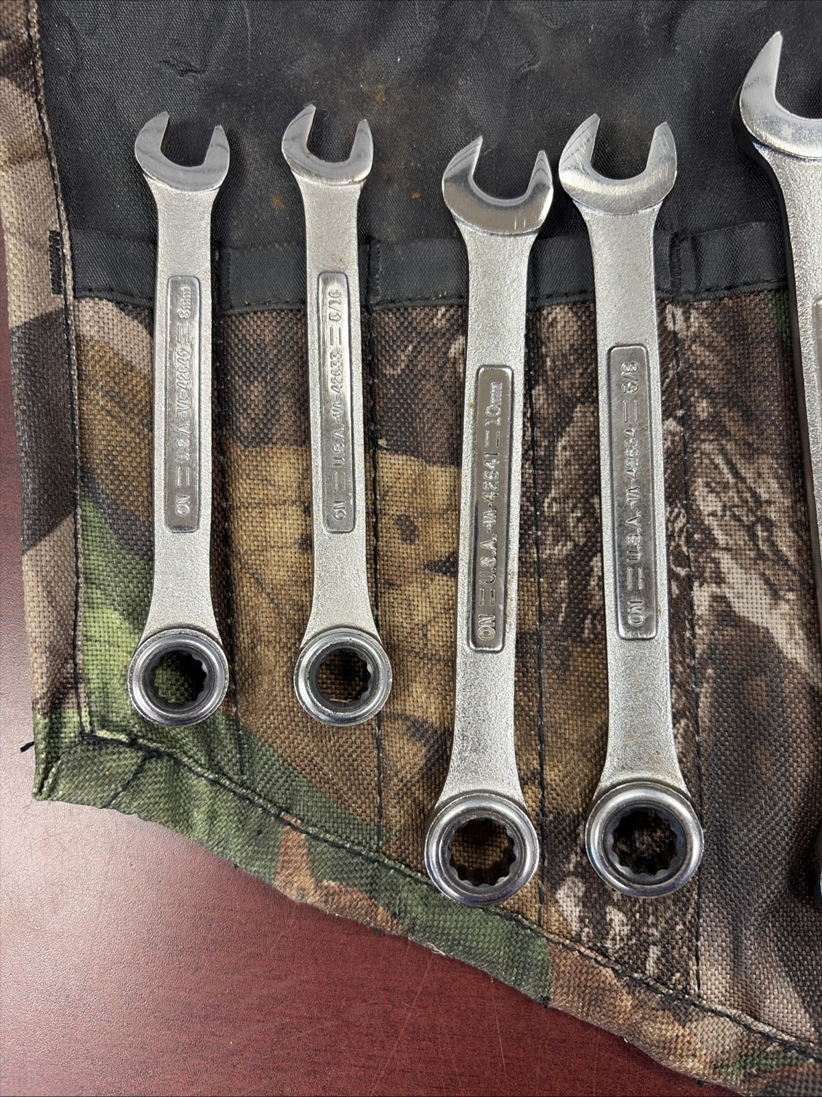 Craftsman Camouflage 14 Ratcheting Wrench USA SAE & MMM Roll-up Pouch # 40988