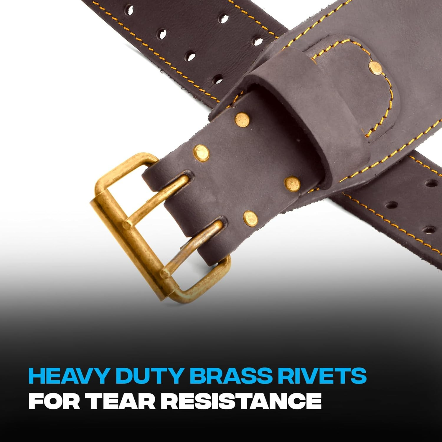 Pro Small/Medium 3″ Wide Full Grain Leather Tool Belt with Double Stitched Const