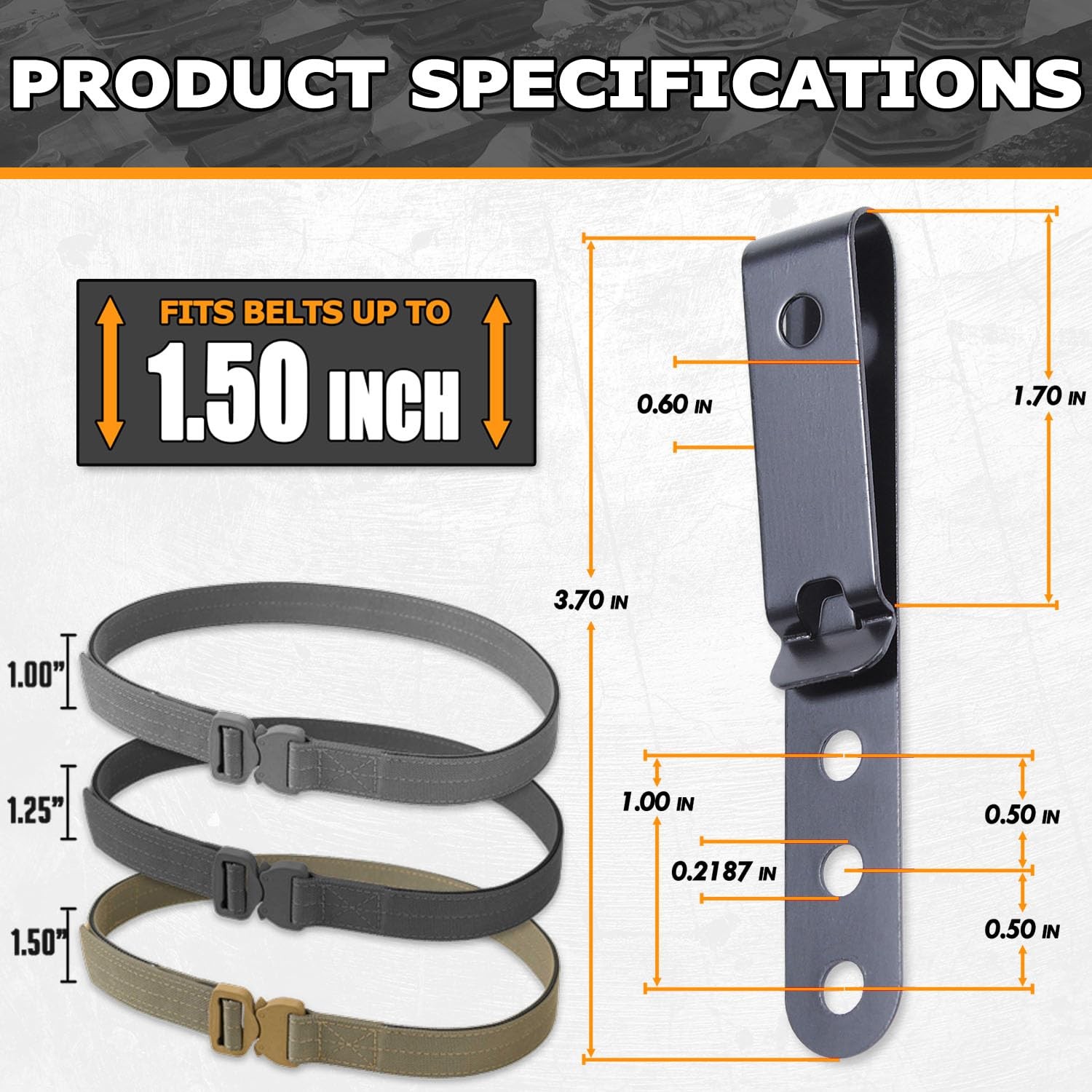 [2 Pack] HolsterSmith Universal Metal Belt Clip for Holster Making, Knife She…