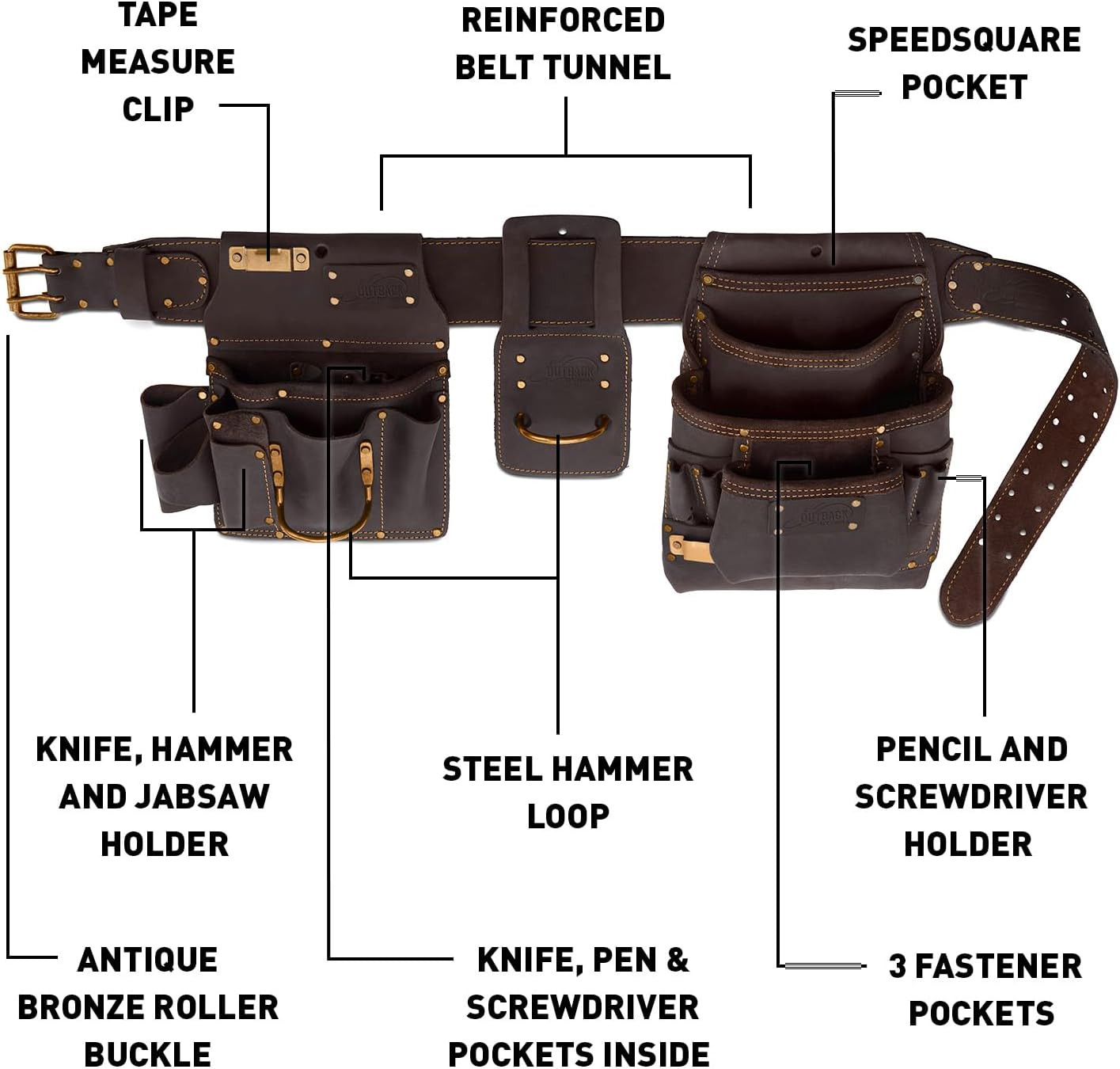 Pro Drywall Tool Belt – 22-Pocket Leather Tool Belt Pouches – (XL) Made of Oil-T