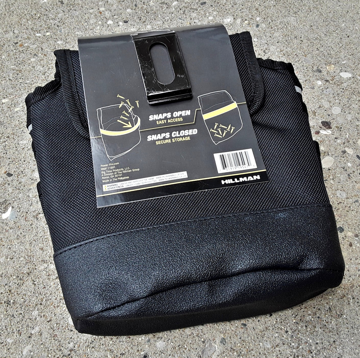 Hillman PowerPro Tool Fastener Pouch Spring Loaded Work Belt Utility Organizer