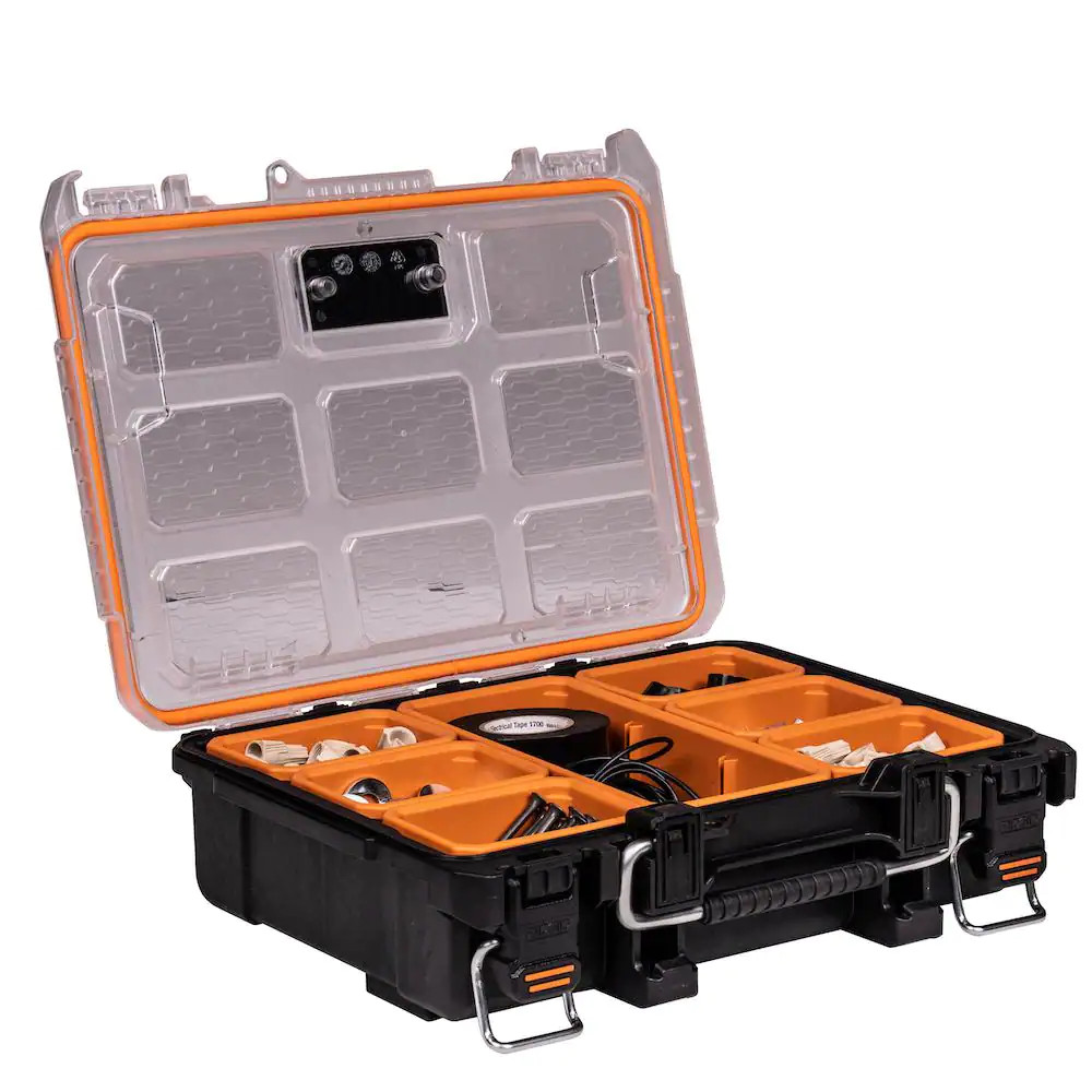 RIDGID Pro Gear 2 Half Organizer Tool Box Small Parts Storage Case IP65 Bins