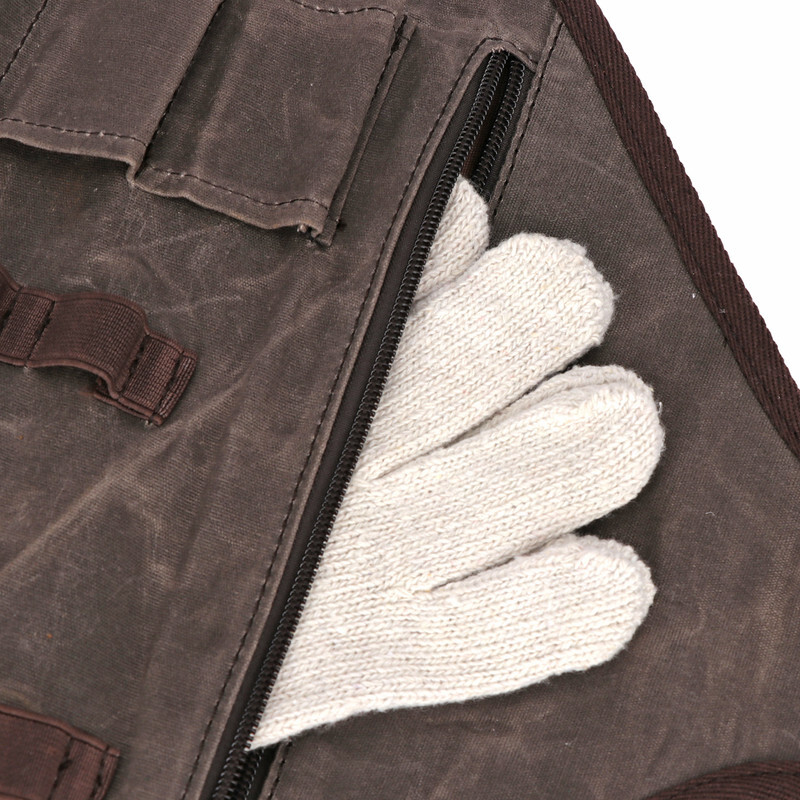 TOURBON Roll Carving Tool Organizer Bag Storage Holder Zip Pouch Wax Canvas US
