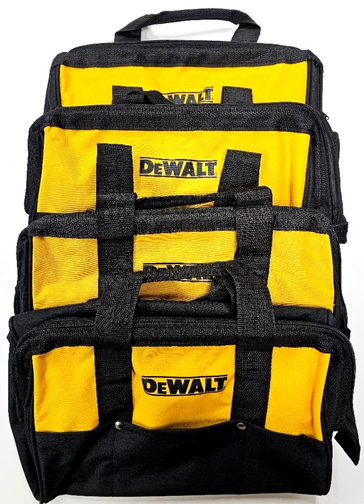 5) Dewalt Tool Bag W/ RAILS Case 13″ x 10 x 9 Canvas For 20V Drill, Battery, Saw