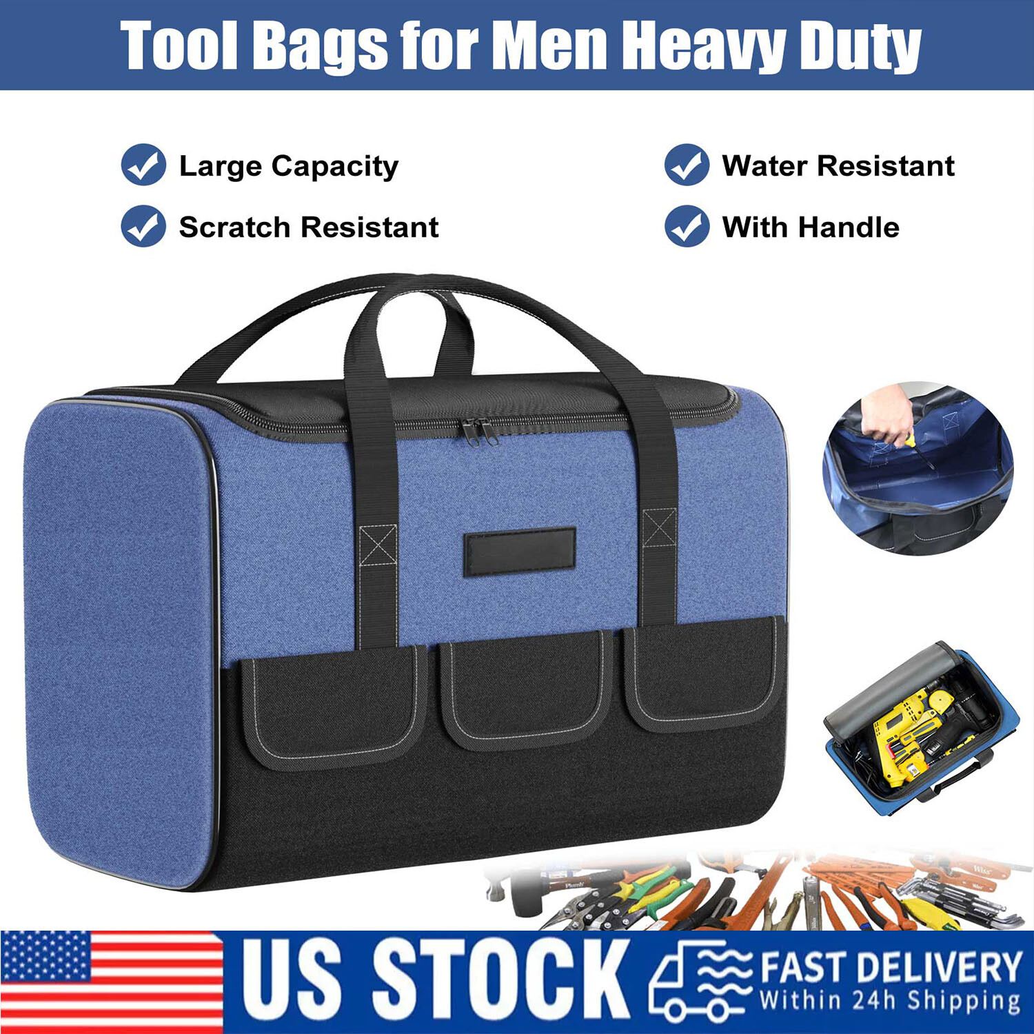 Tool Bag Heavy Duty Multifunctional Oxford Cloth Wear-resistant Multi-Pocket