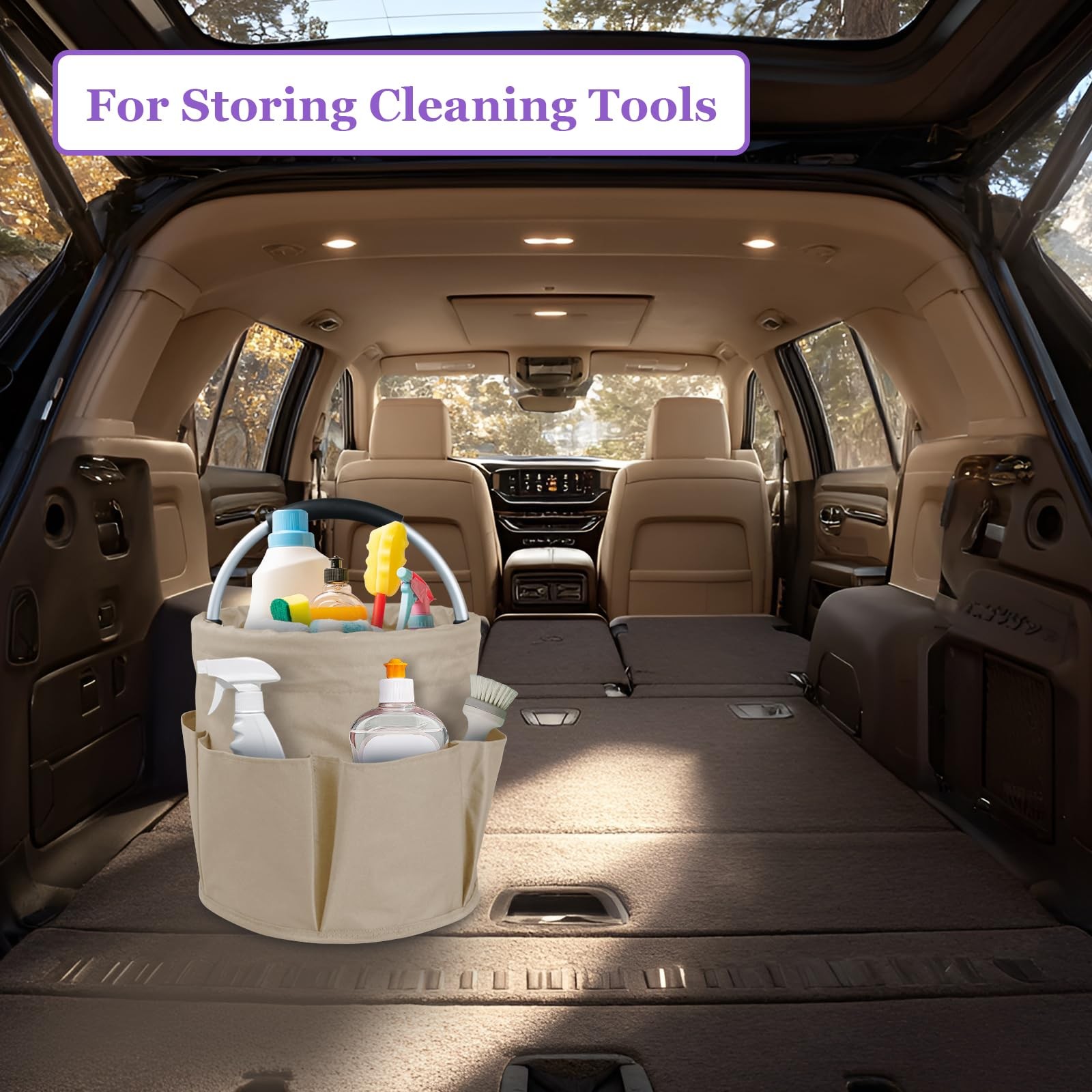 17L Cleaning Supply Caddy with Soft Handle, Portable Shower Caddy in 600D Oxf…