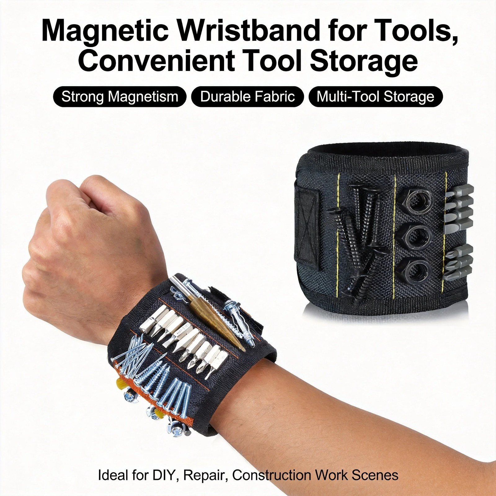 Magnetic Wristband for Holding Screws,Nails Drilling Wrist Tool Holder Belt 1Pc