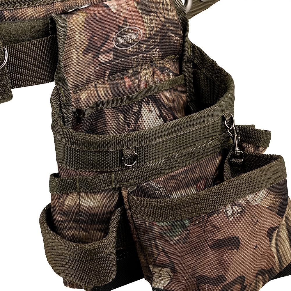 Camo Tool Belt with Suspenders – Heavy Duty Multi-Pocket Work Belt, 52