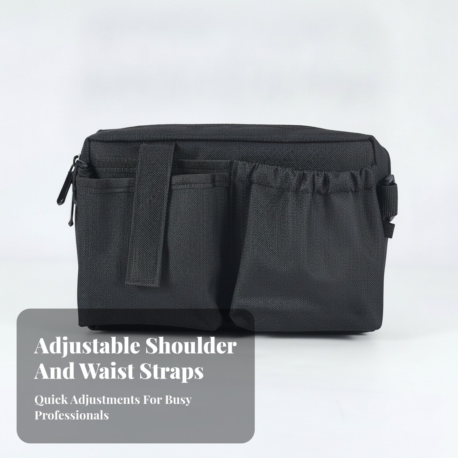 Adjustable Strap Zippered Tool Waist Bag Waist Tool Bag Two Front Pockets