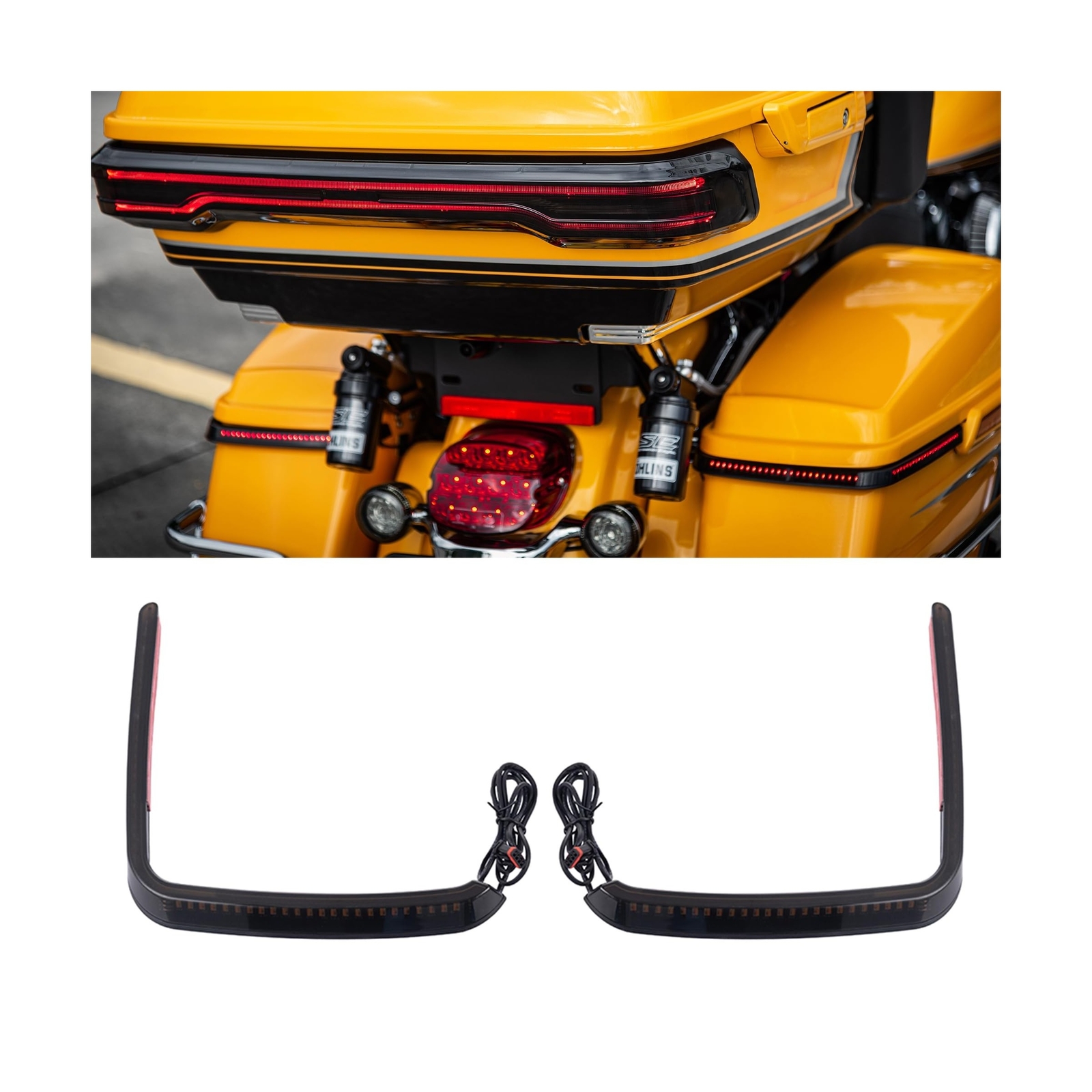 Advanblack Saddlebag Lights LED Hy-per Tail Light Fit for 2014+ Harley Tourin…
