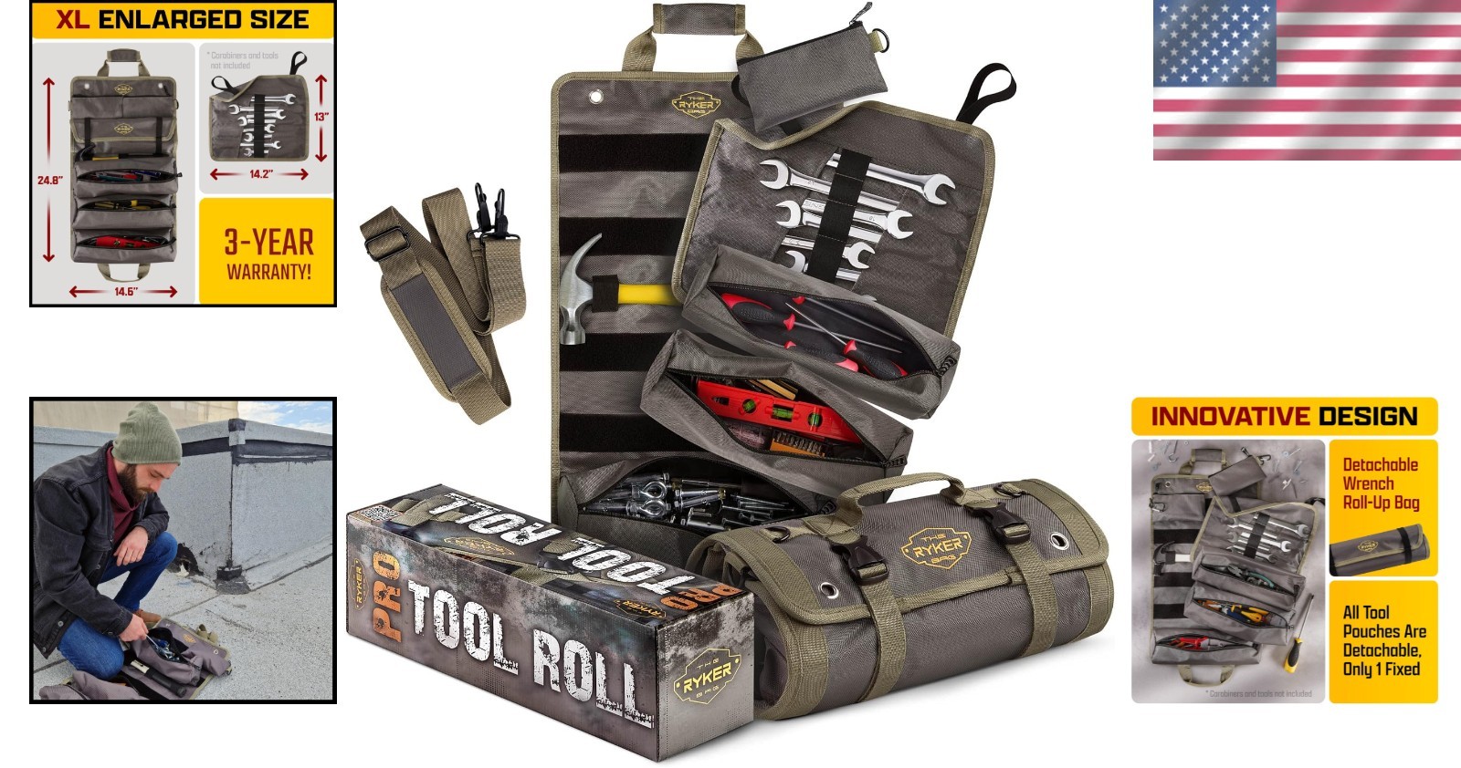 Foldable Tool Bag with Wrench Holder – Rugged Canvas Design