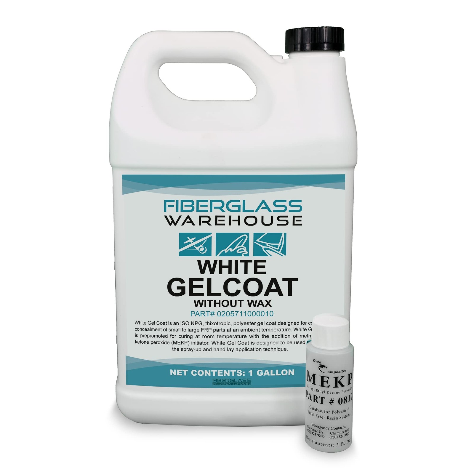 Fiberglass Warehouse Gel 1 Gallon White No Wax 2 Oz Mekp Catalyst Easy