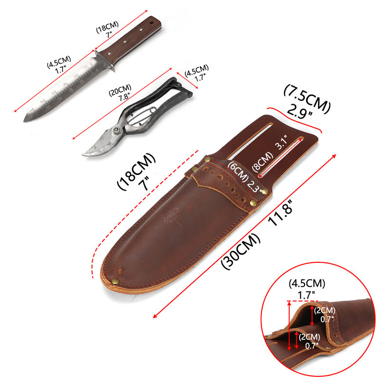 TOURBON Leather Garden Trowel Pruner Belt Holster Women/Men Utility Tools Sheath