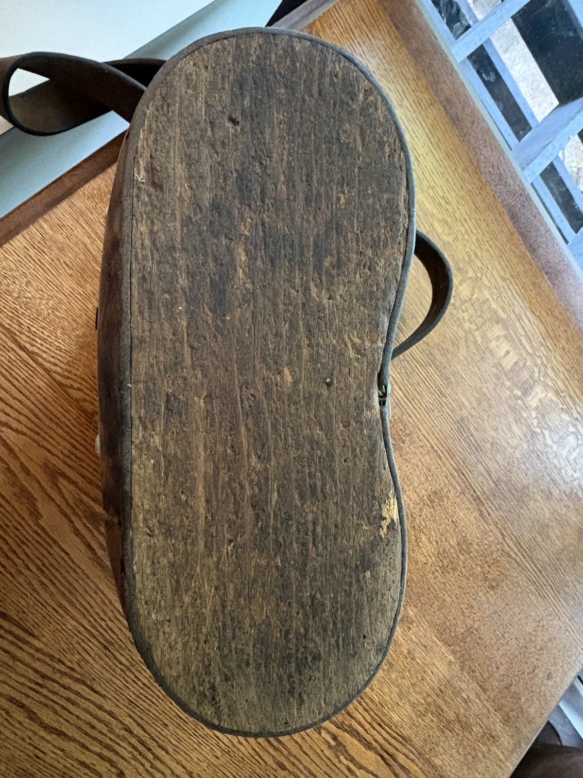 Early 20th century industrial riveted & stitched mechanic Leather Wood tool bag