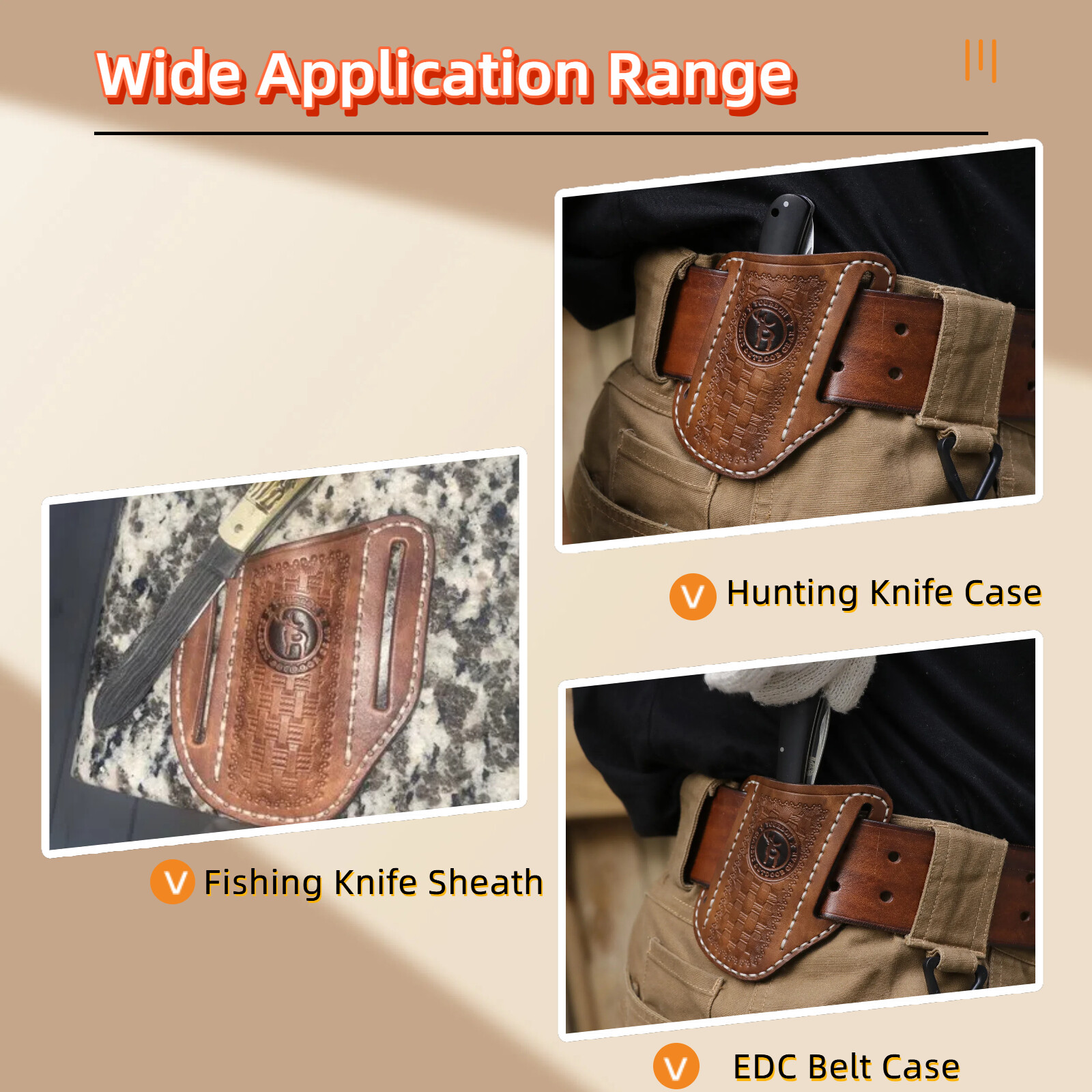 TOURBON Leather Knife Sheath Belt Carry Pouch EDC Folding Plier Case Tool Pocket