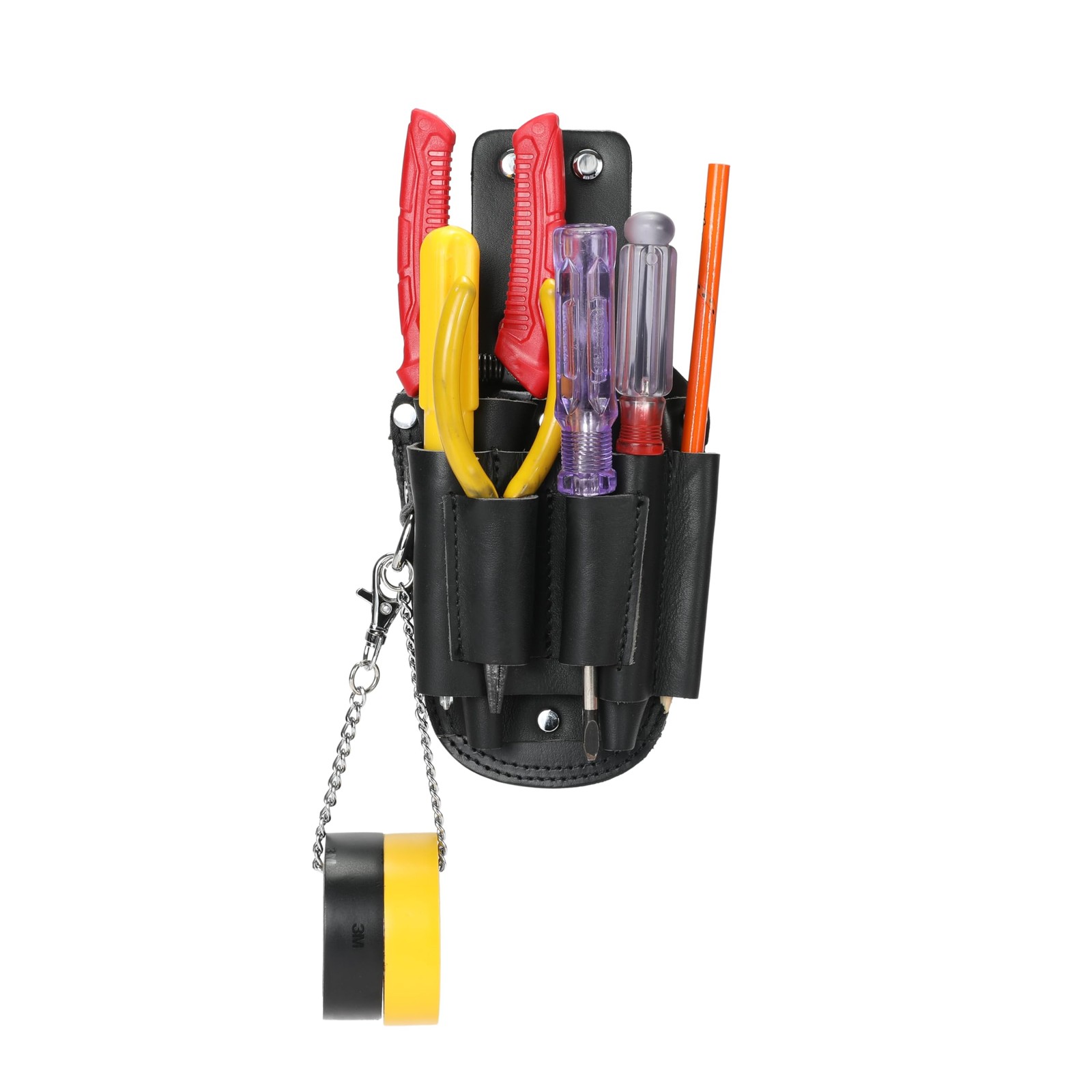 Small Tool Pouch, Genuine Leather Electrician Tool Pouch | 7 Pockets with Met…