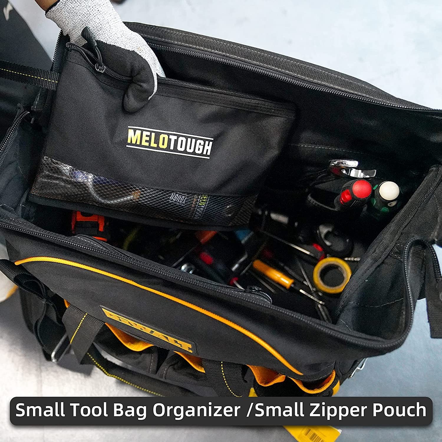 2 PCS Black Small Zipper Tool Pouch Bag Durable Storage Organizer Tote