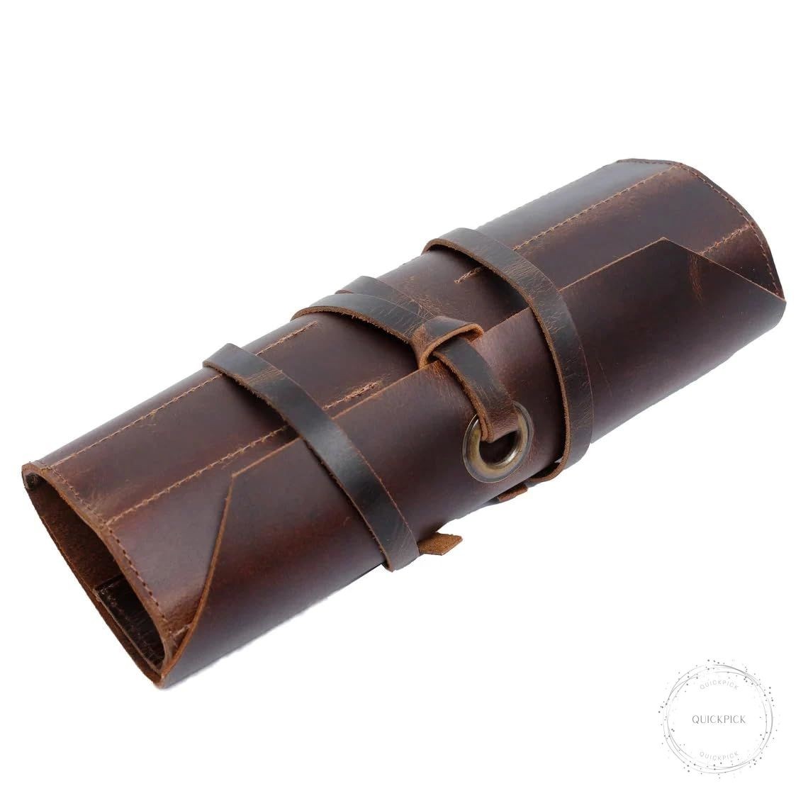 Leather Tool Roll Up Pouch 10 Slots Leather Tool Wrench Roll/Chisel Bag Portable