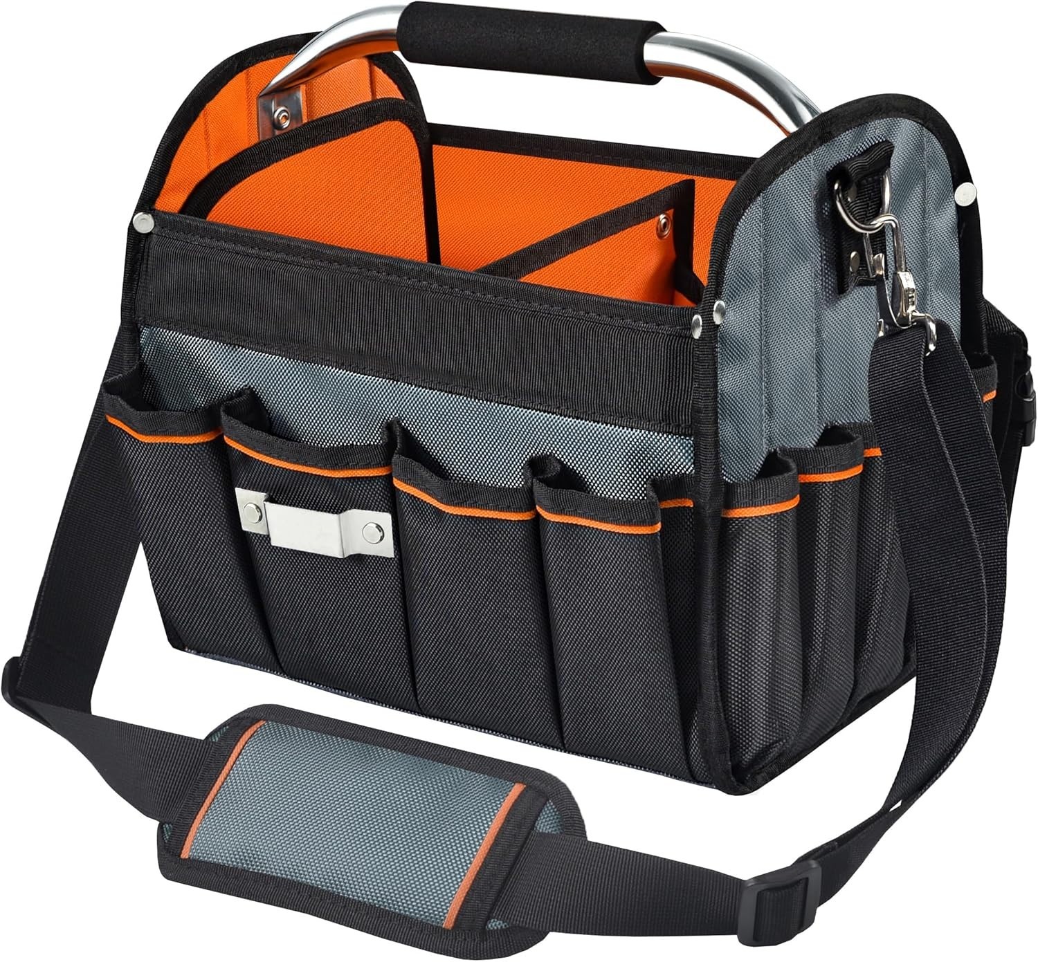 12 Inch Electrician Tool Tote Bag, 1680D Ballistic Polyester 34 Pockets Open Top