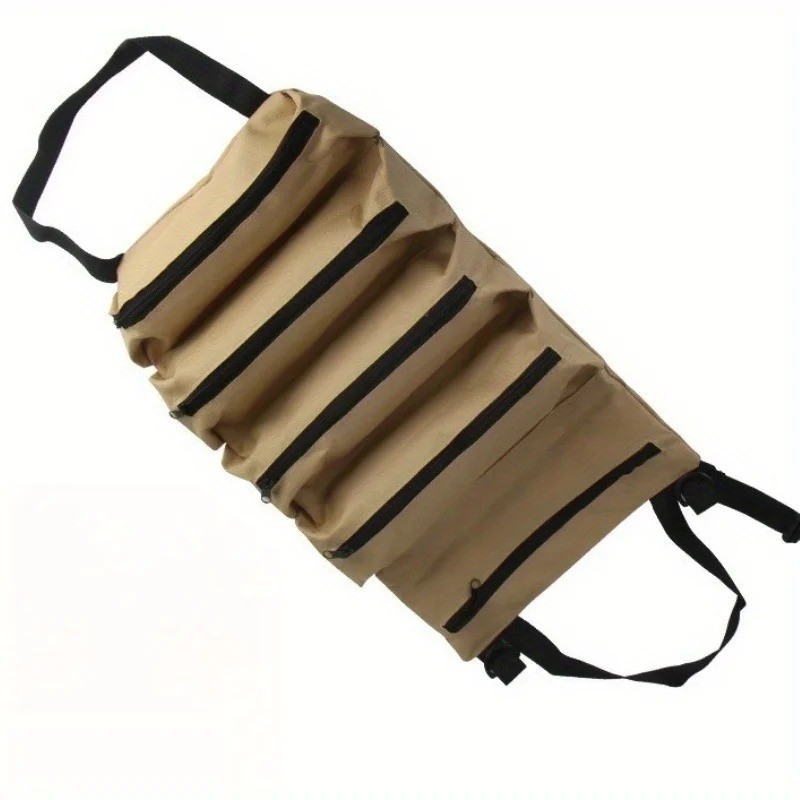 Multi-Purpose Tool Roll Up Bag 5 Pocket Wrench Pouch Canvas Hanging Organizer US