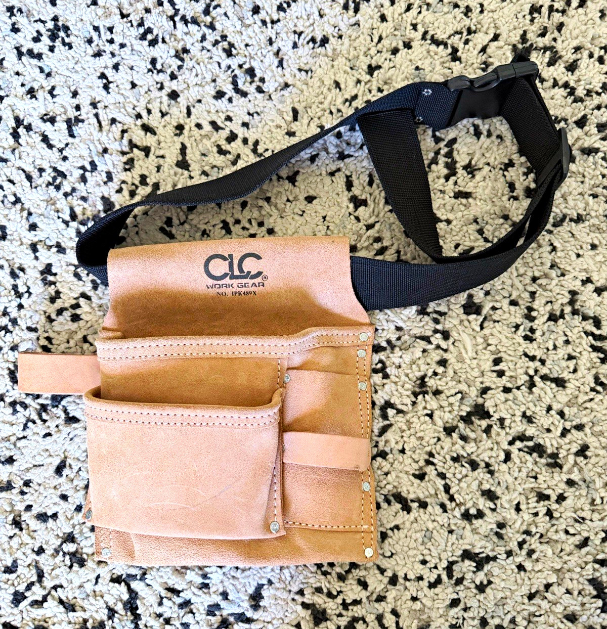 CLC Leather Tool Pouch IPK489X Adjustable Belt w/ Quick Release Buckle Tan/Black