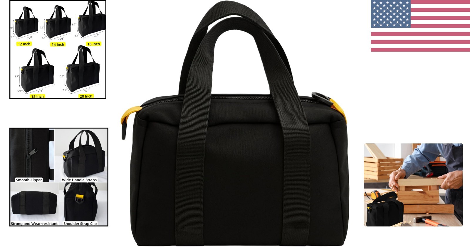 Portable 18 Inch Fabric Tool Bag with Wide Opening – Carry Everything Easily