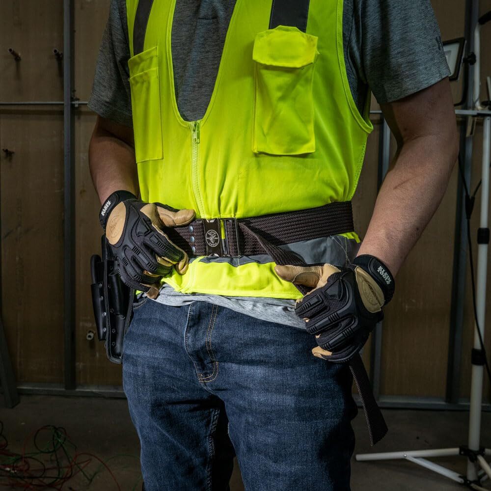 Klein Tools Adjustable Tool Belt Fits Waist Up to 48 Inches Brown Webbing