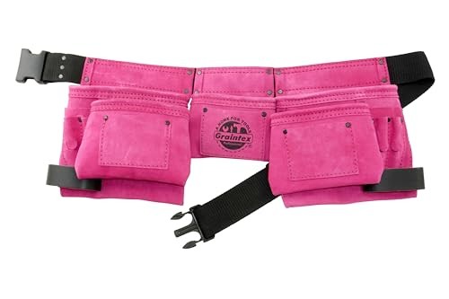 Graintex DS2118 11 Pocket Work Apron Pink Color Suede Leather