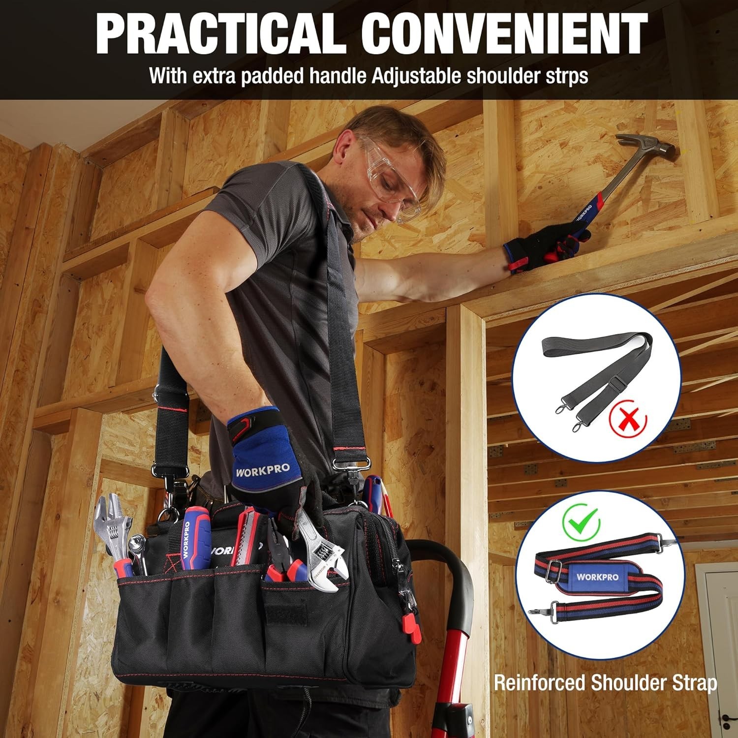 Heavy-Duty 12-Inch Tool Storage Bag with Padded Handle & Water Resistance