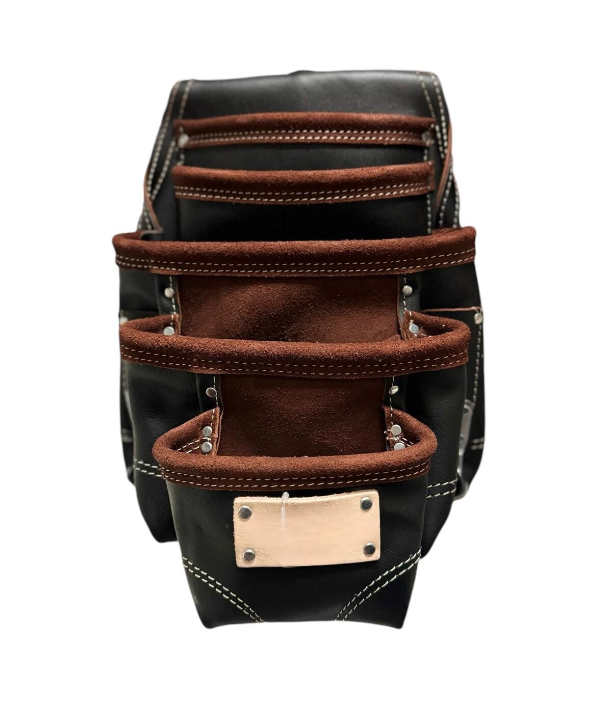 Big Extra Pocket Leather Tool Pouch Bag 2 Sided Hammer Holders