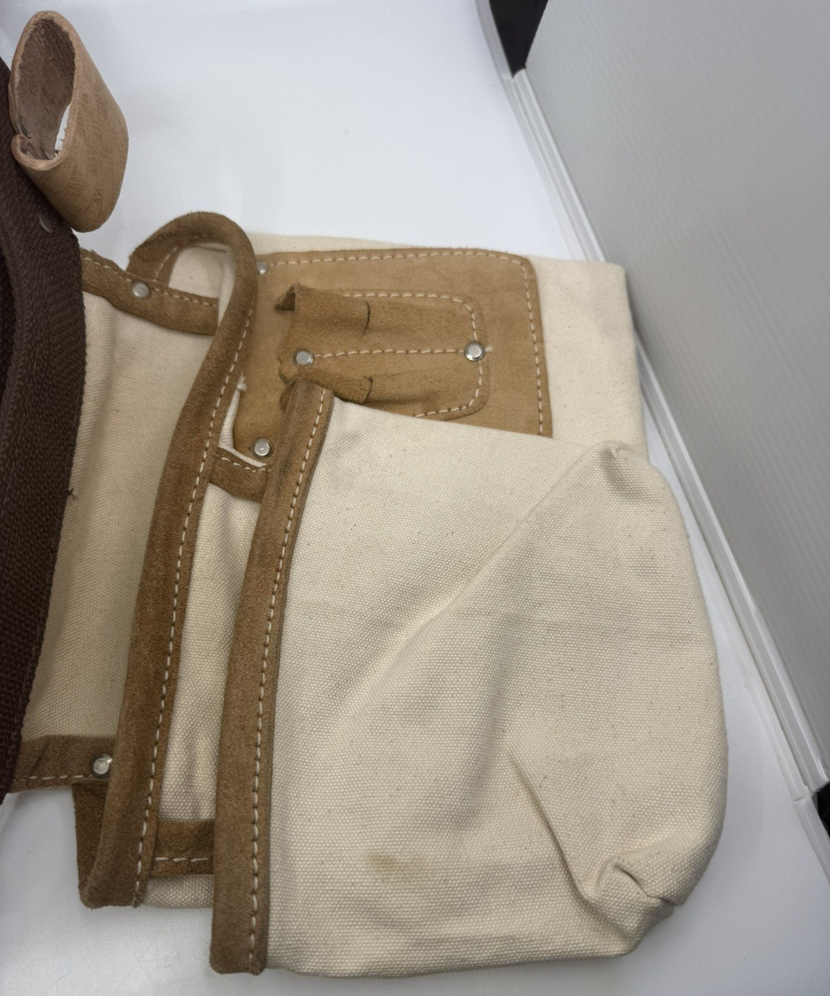 AWP Cotton Canvas & Leather Work Finisher Tool Belt 2 Pouches & 2 Hammer Holders