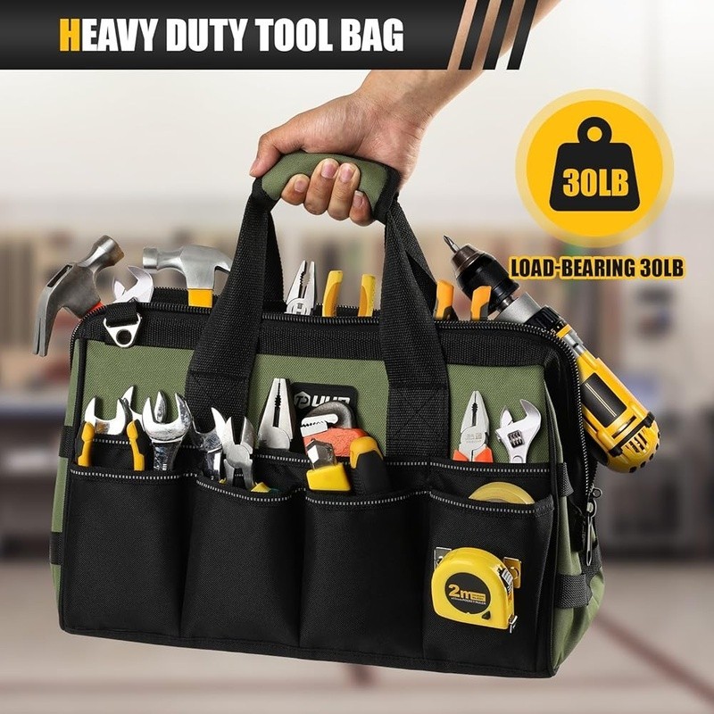 Heavy Duty Tool Bag 15″16-Pocket Empty Tool Box Organizer, Big Storage Toolbox