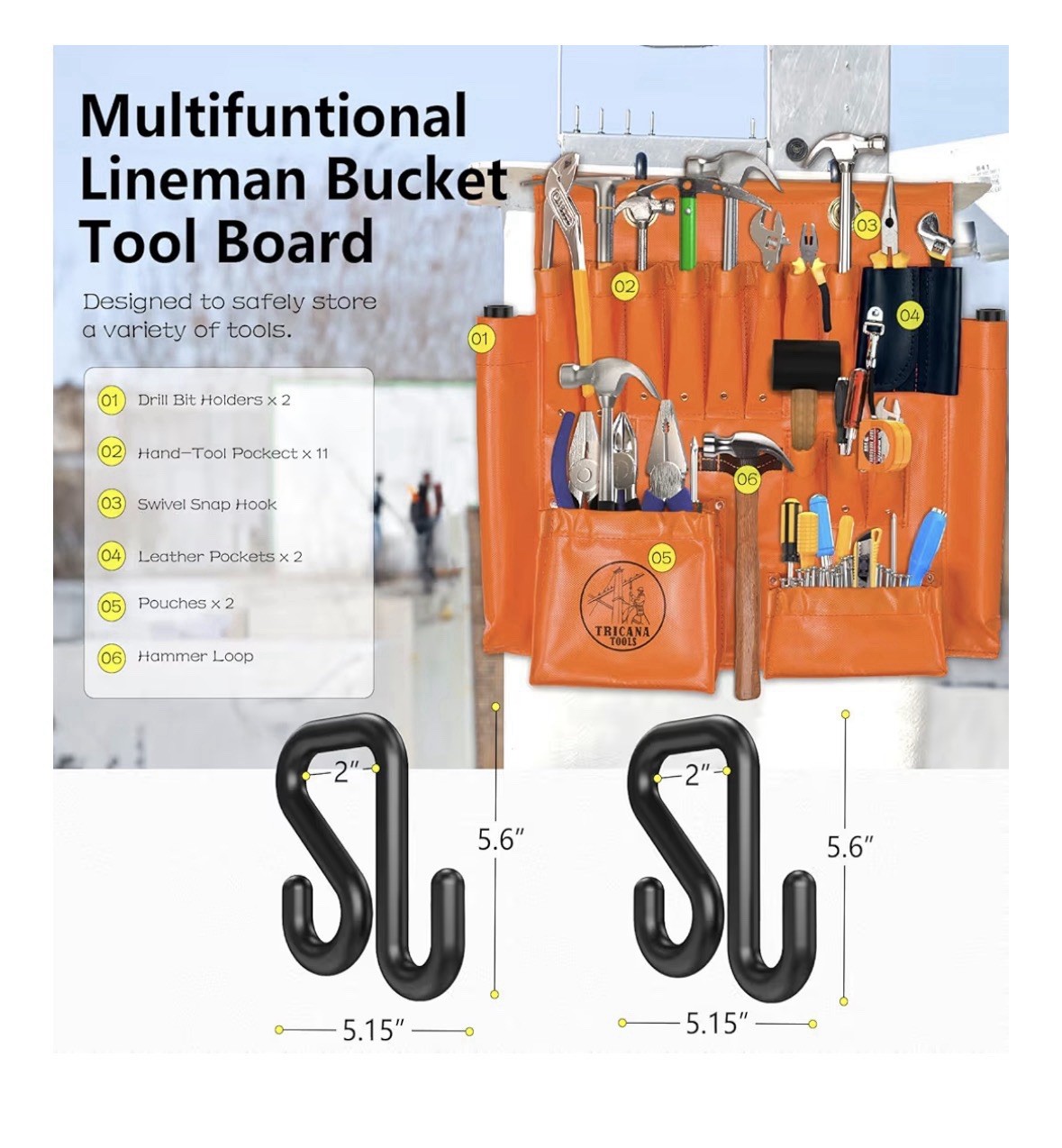 Lineman Tool Board, Aerial Apron with Magnet, Tool Organizer, Bucket Truck Tools
