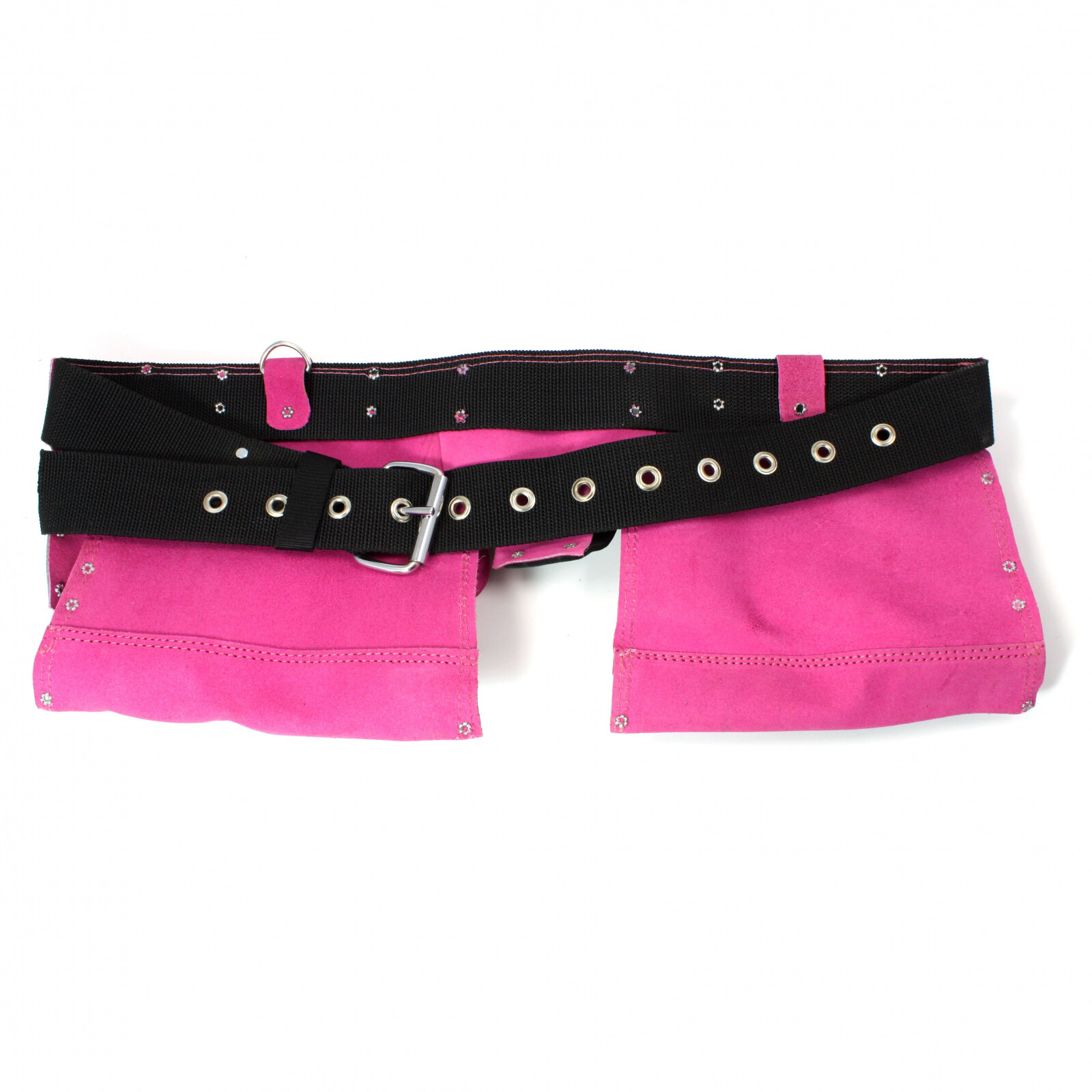9 Pocket Tool Belt Pouch Heavy Duty Pink Suede Leather Fits Hammer And Nails
