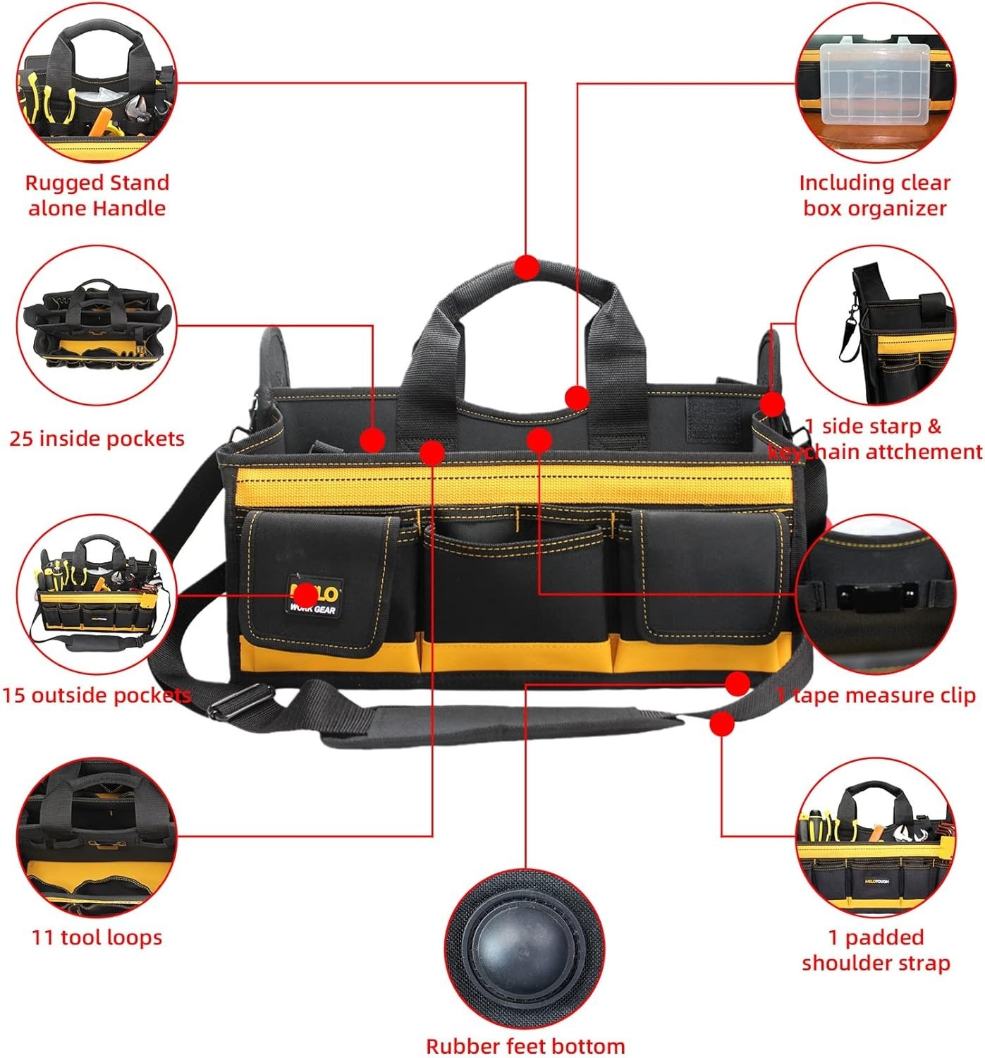 Innovative 17-Inch Electric Tool Bag with Plastic Tray for Easy Organization