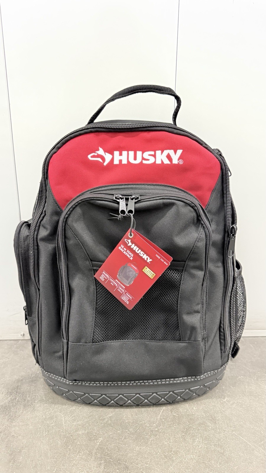 Husky 16 in. Tool Backpack Heavy Duty Rubber Bottom Storage Bag NEW