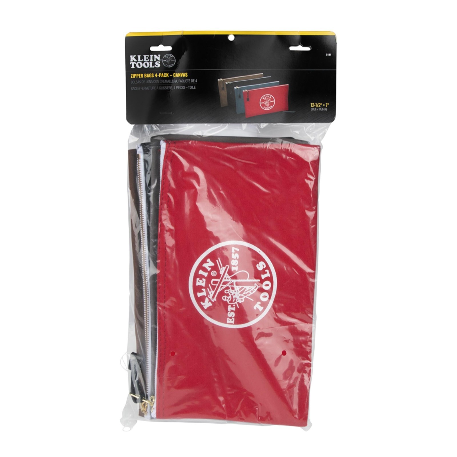 Utility Tool Bag Set – 4-Pack Canvas Zipper Pouches, 12.5″x7″, Multi-Color