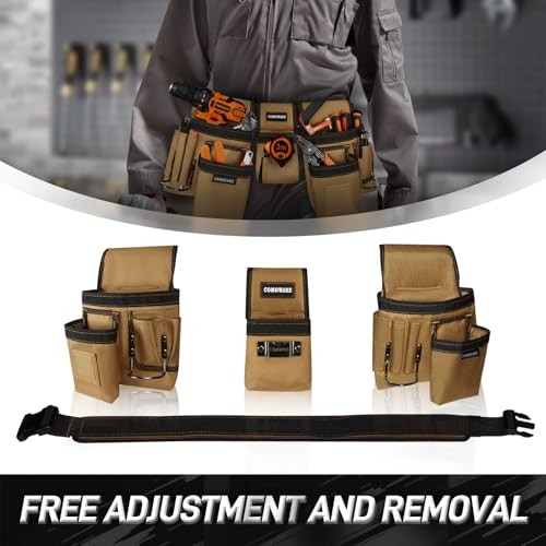 Tool Belt for Electricians & Construction Workers, Adjustable Heavy Duty Work