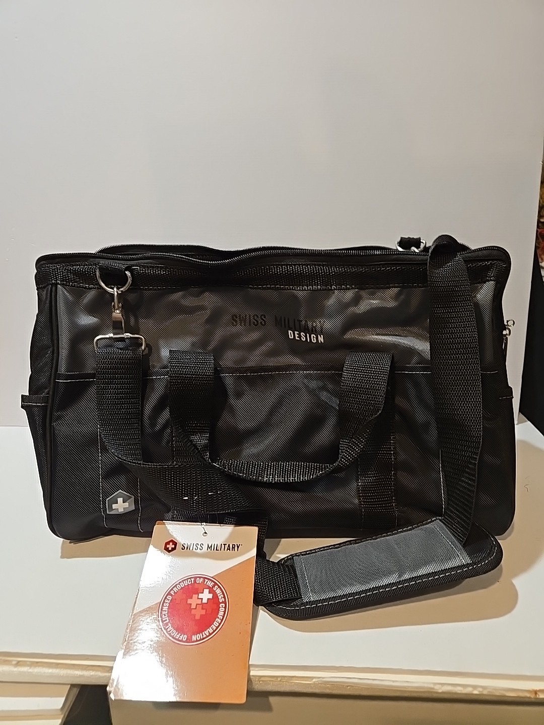 Swiss Military Multi Pocket Tool Satchel Large Black & Gray 16″ Heavy Duty NWT