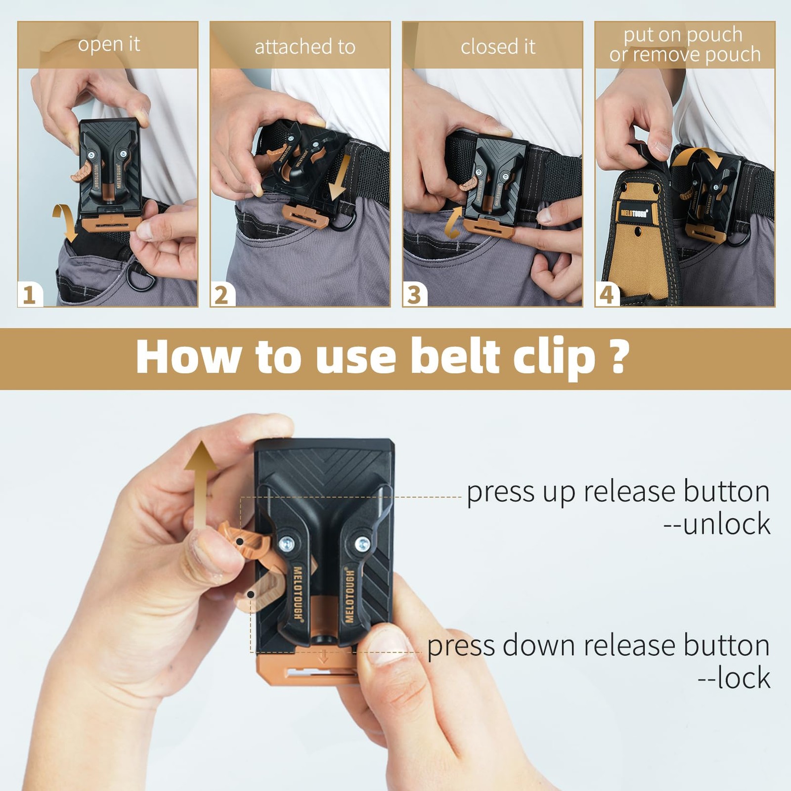 Small Electrician Tool Pouch Belt Clip Attachment 9 Pockets Tradesman Bag