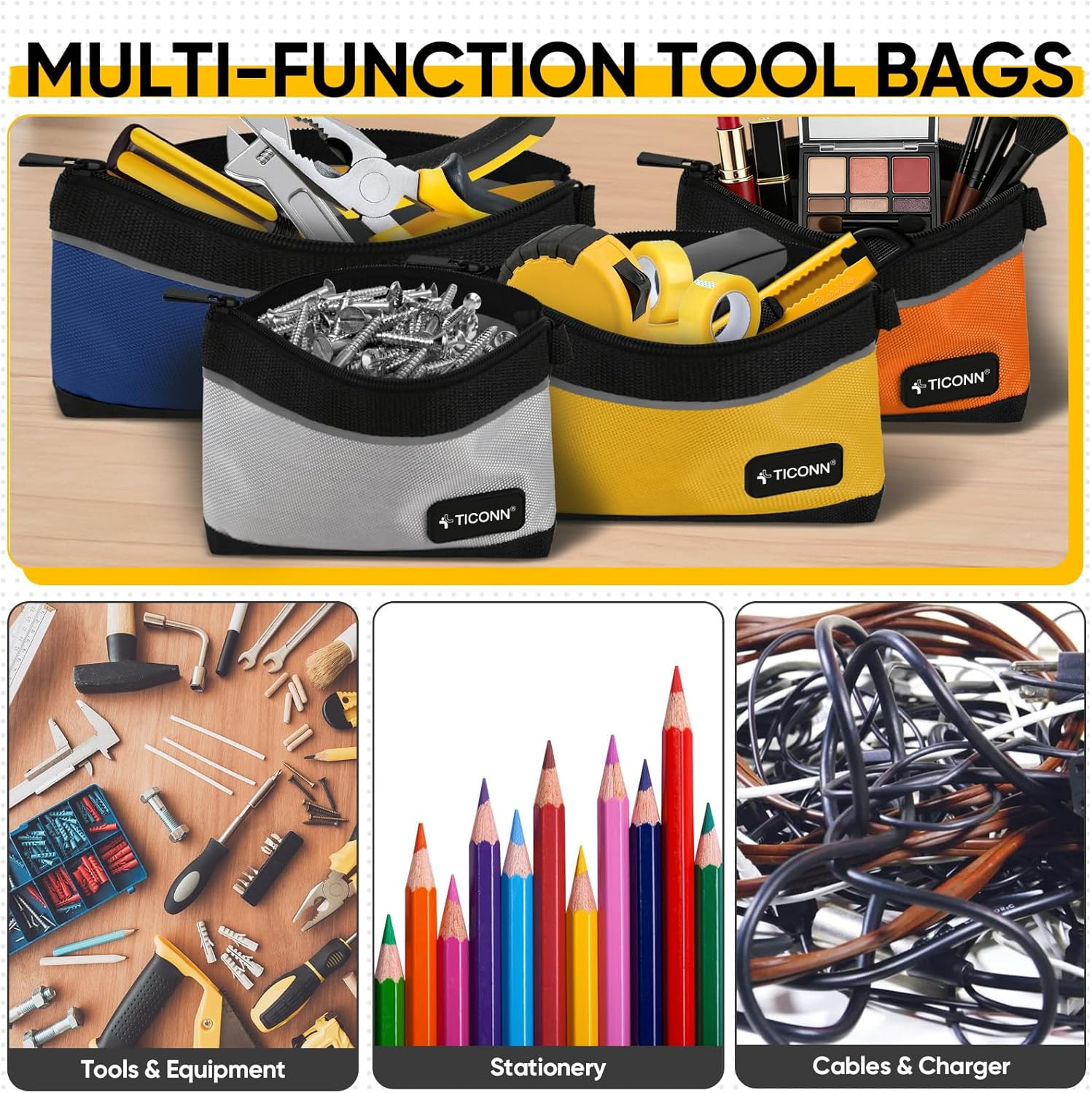 Tool Pouches With Zipper 1680D Oxford Small Tool Bags Waterproof Utility Bag NEW