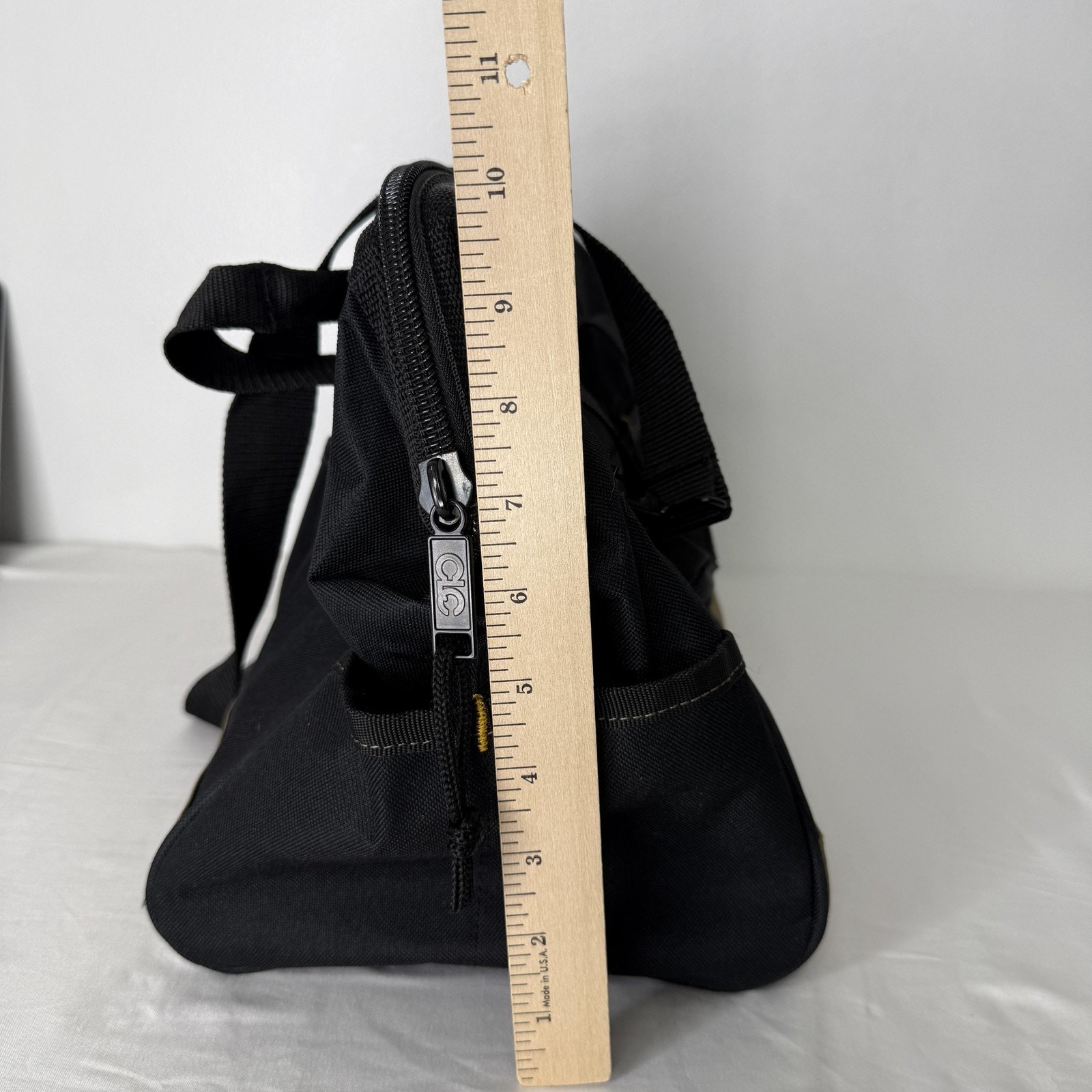 CLC Black Medium Tool Bag Shoulder Strap Fabric Organizer Pockets Heavy Duty