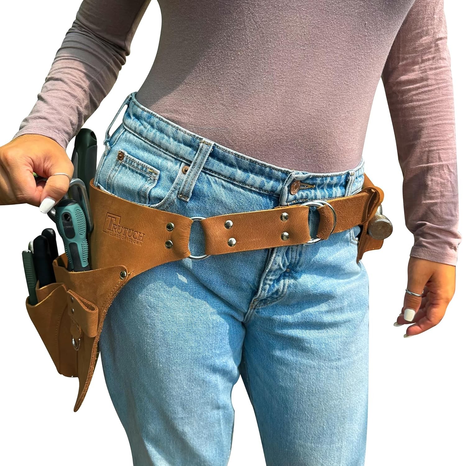 Gardening Tool Pouch Leather Belt Organizer for Men Women