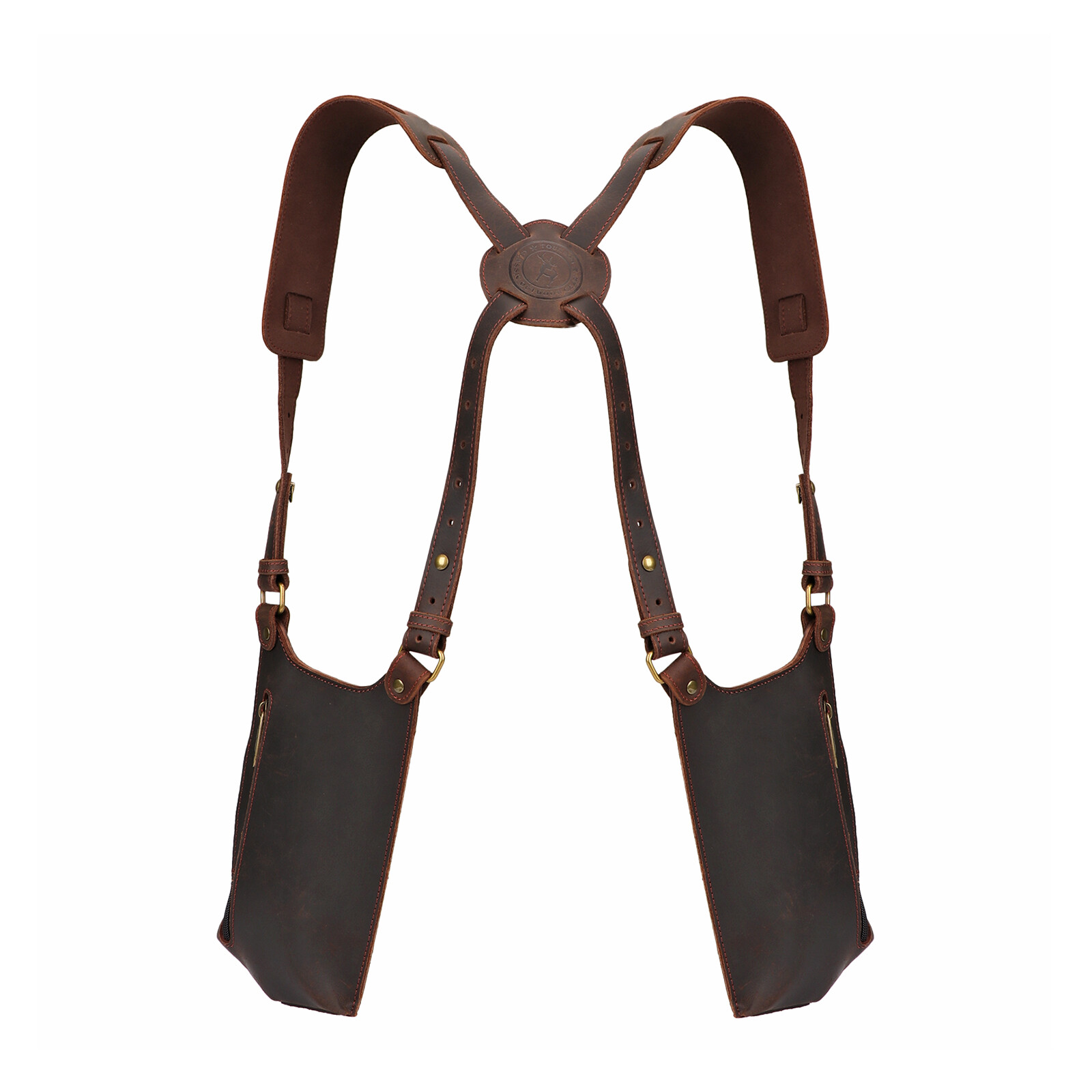 TOURBON Leather Concealed Double Underarm Shoulder Holster Bag Phone Case Wallet