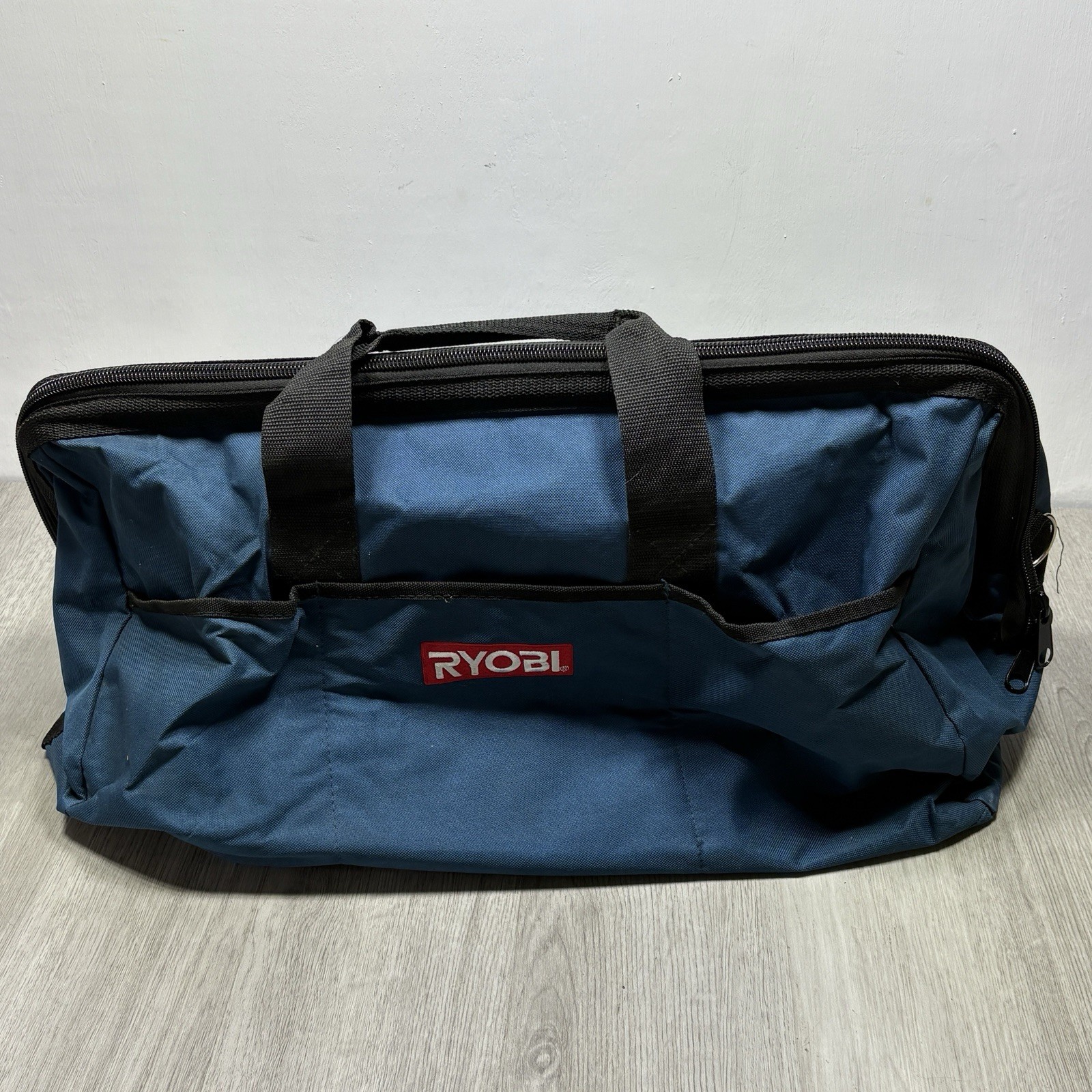 Ryobi Tool Bag 22x14x12 ” Large Blue Zippered Canvas Tool Bag Carry Storage Case
