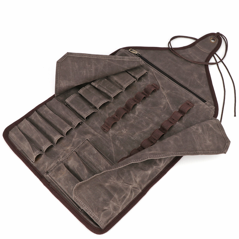 TOURBON Roll Carving Tool Organizer Bag Storage Holder Zip Pouch Wax Canvas US