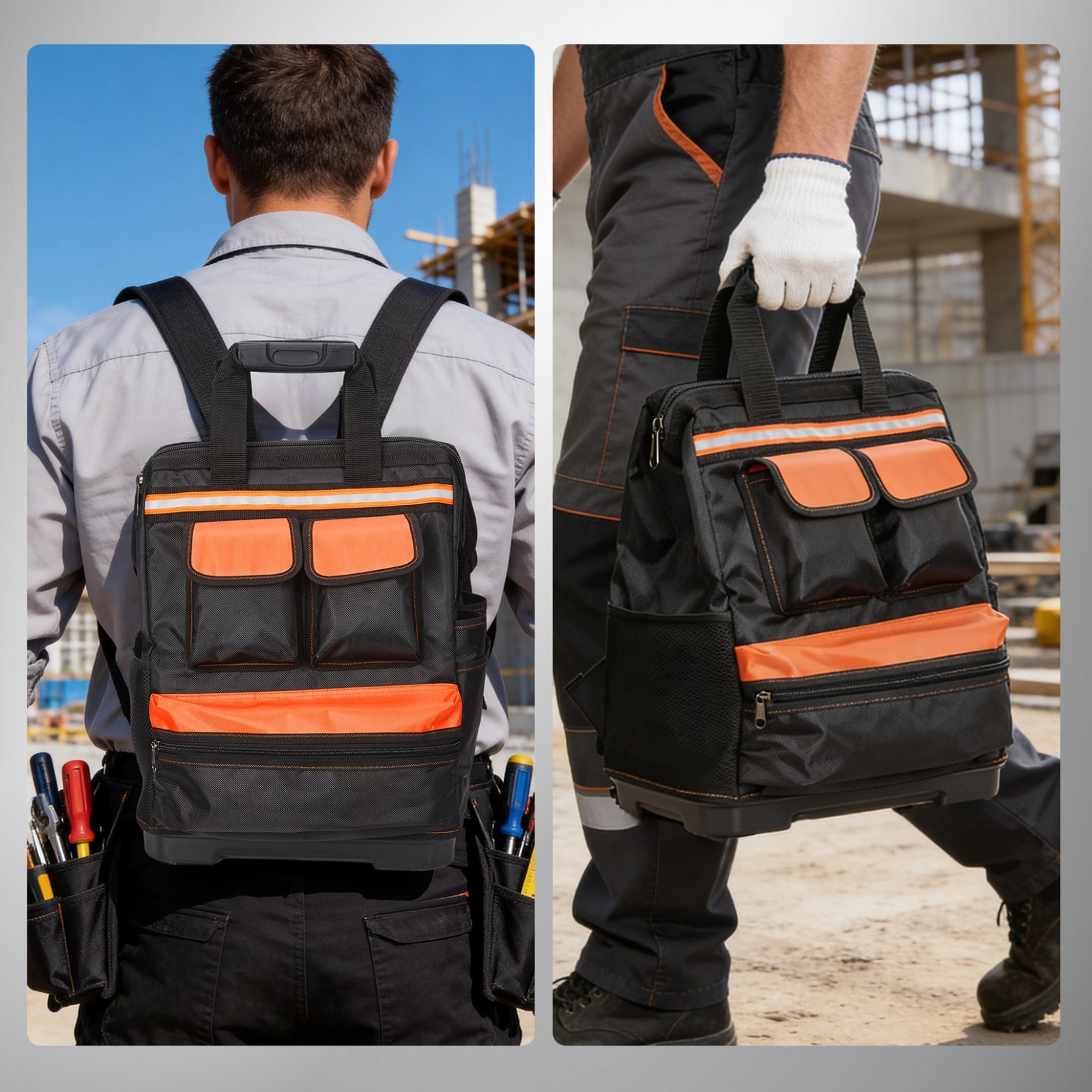 Tool Storage Bag Organizer Tool Backpack with 12 Pockets 1680D Oxford Fabric